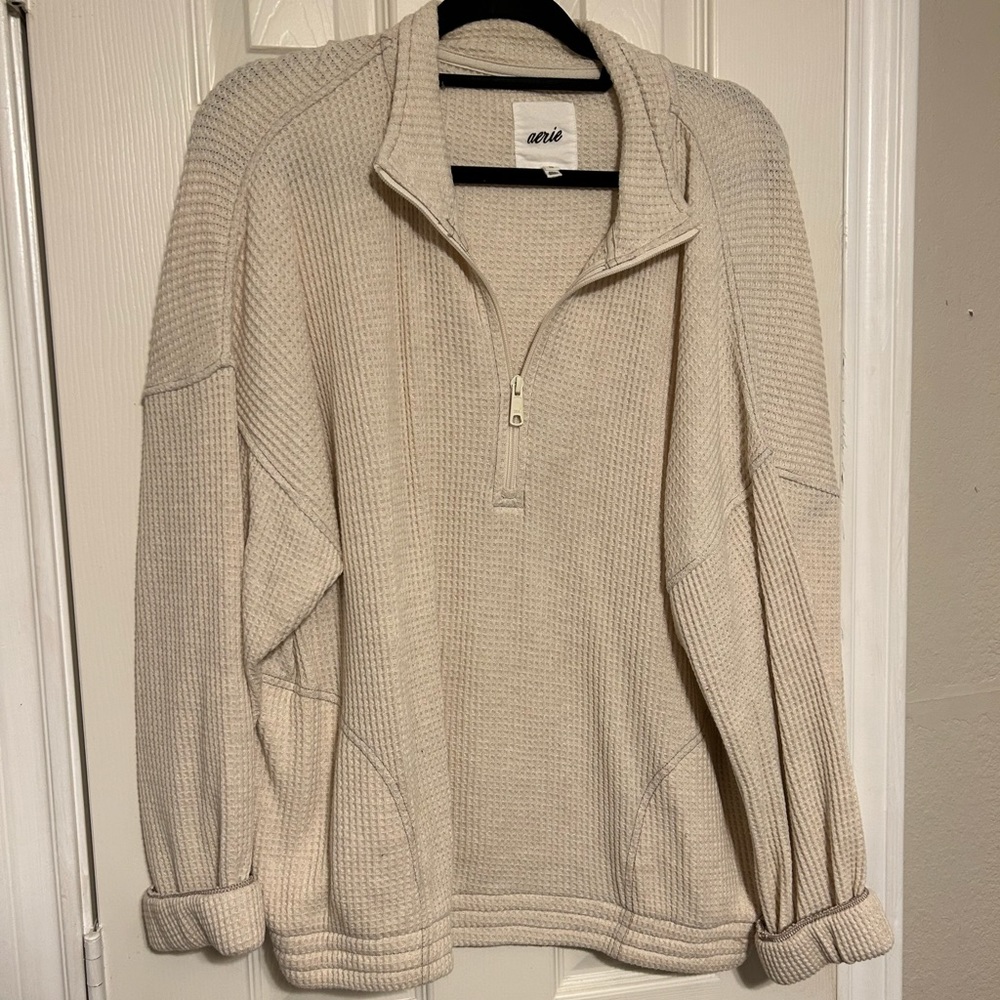 Aerie Waffle Knit Quarter Zip